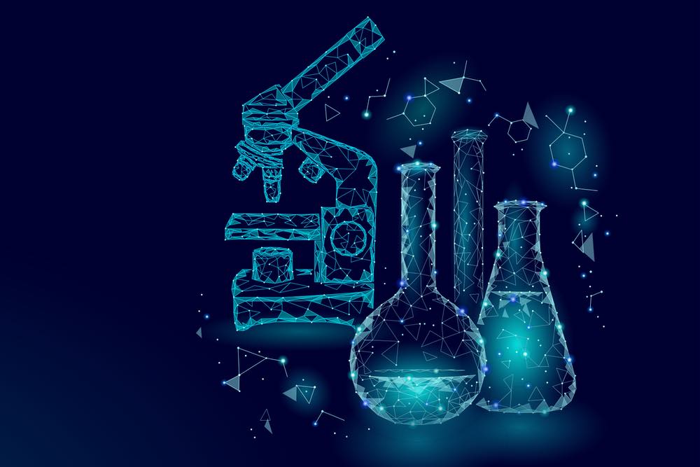 line drawings of science instruments on a blue background