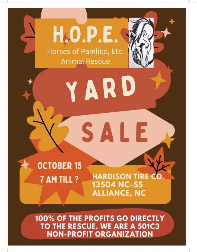 Yard Sale for H.O.P.E Oct 15 What's Happening Events In Oriental, NC